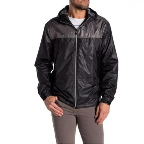 NWT Noize Colorblock Oden Hooded Zip Up Windbreaker, Black & Gray, Size L - Picture 16 of 16